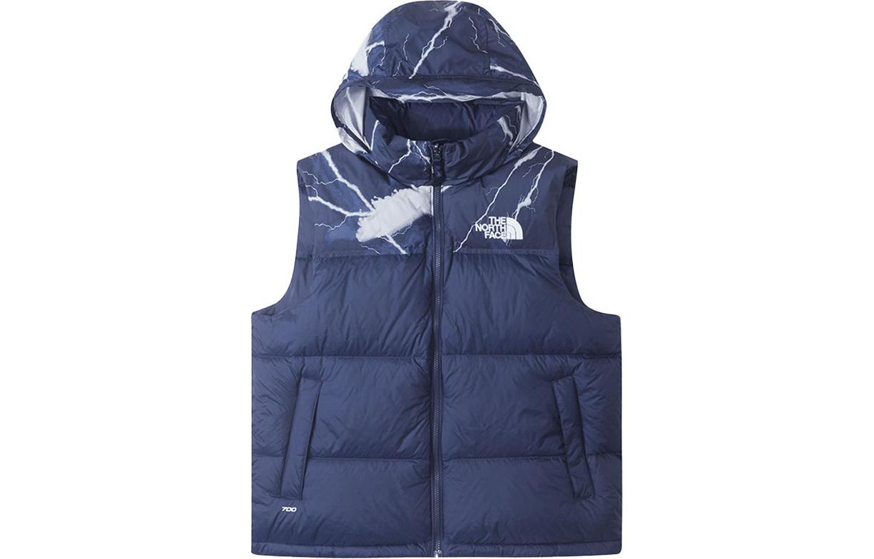 TNF Urban Exploration Icon Print 700-Down Hooded Vest Blue () NF0A3JQQ-SIP