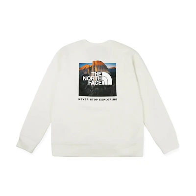 TNF Urban Exploration Logo Print White Fleece Knit Sweatshirt Unisex NF0A86Q5-N3N