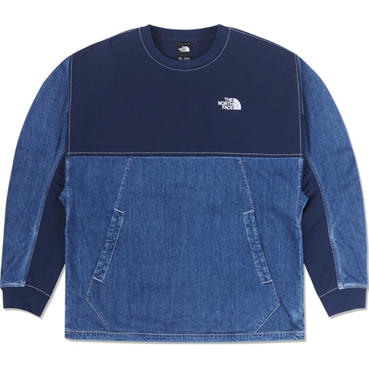 The North Face Urban Exploration Vintage Patchwork Denim Blue Sweatshirt Men NF0A8A8R-DF7