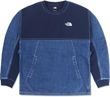 The North Face Urban Exploration Vintage Patchwork Denim Blue Sweatshirt Men NF0A8A8R-DF7 The North Face Urban Exploration Vintage Patchwork Denim Blue Sweatshirt Men NF0A8A8R-DF7