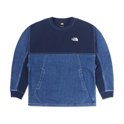 TNF Urban Exploration Vintage Patchwork Denim Blue Sweatshirt Men NF0A8A8R-DF7