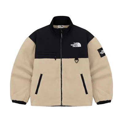 TNF Utility Fleece Colorblock Stand Collar Jacket Beige Unisex NJ4FQ52L