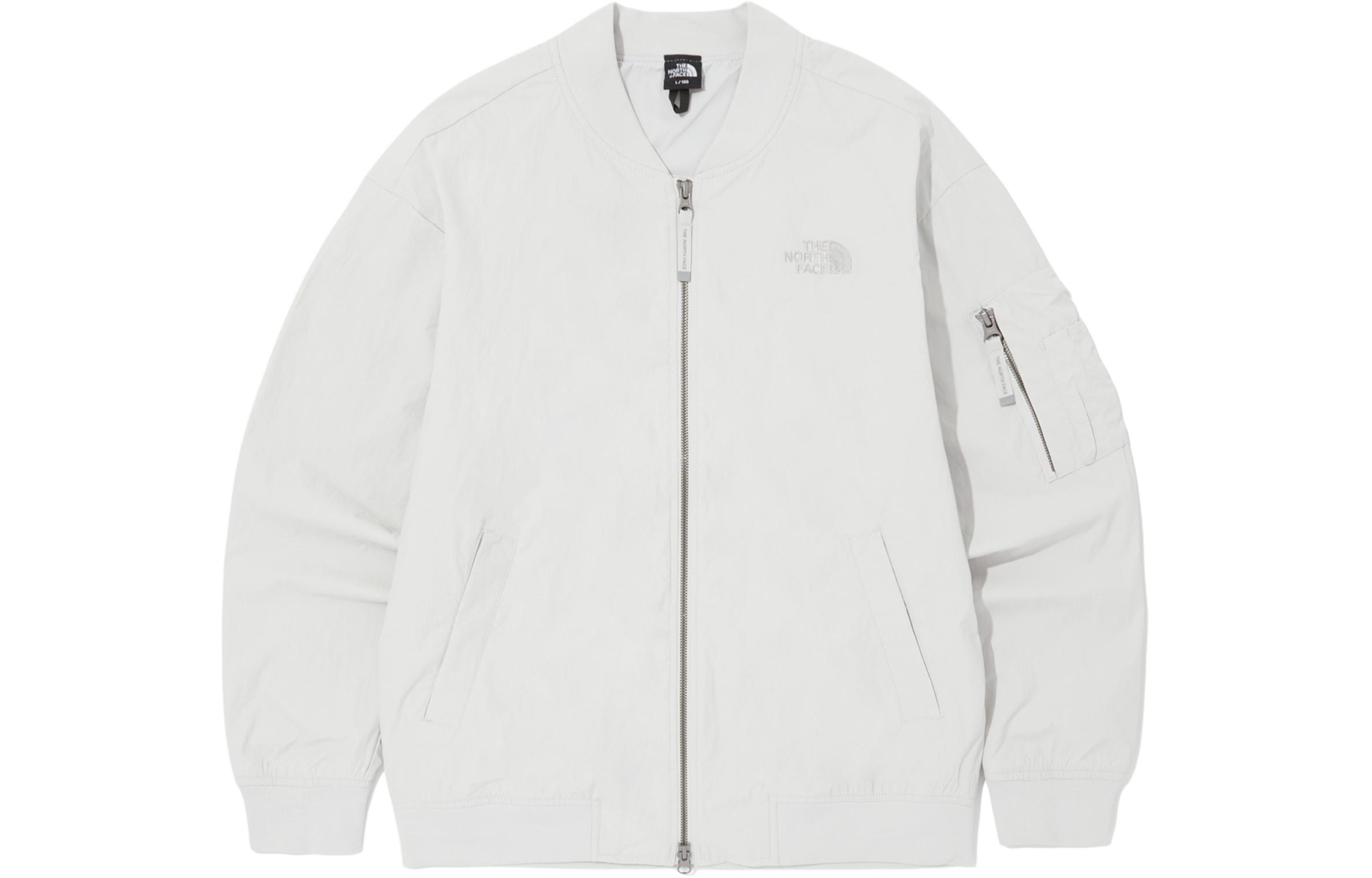 TNF V-Neck Loose-Fit Logo Long-Sleeve Jacket - Gray NJ3BQ08C