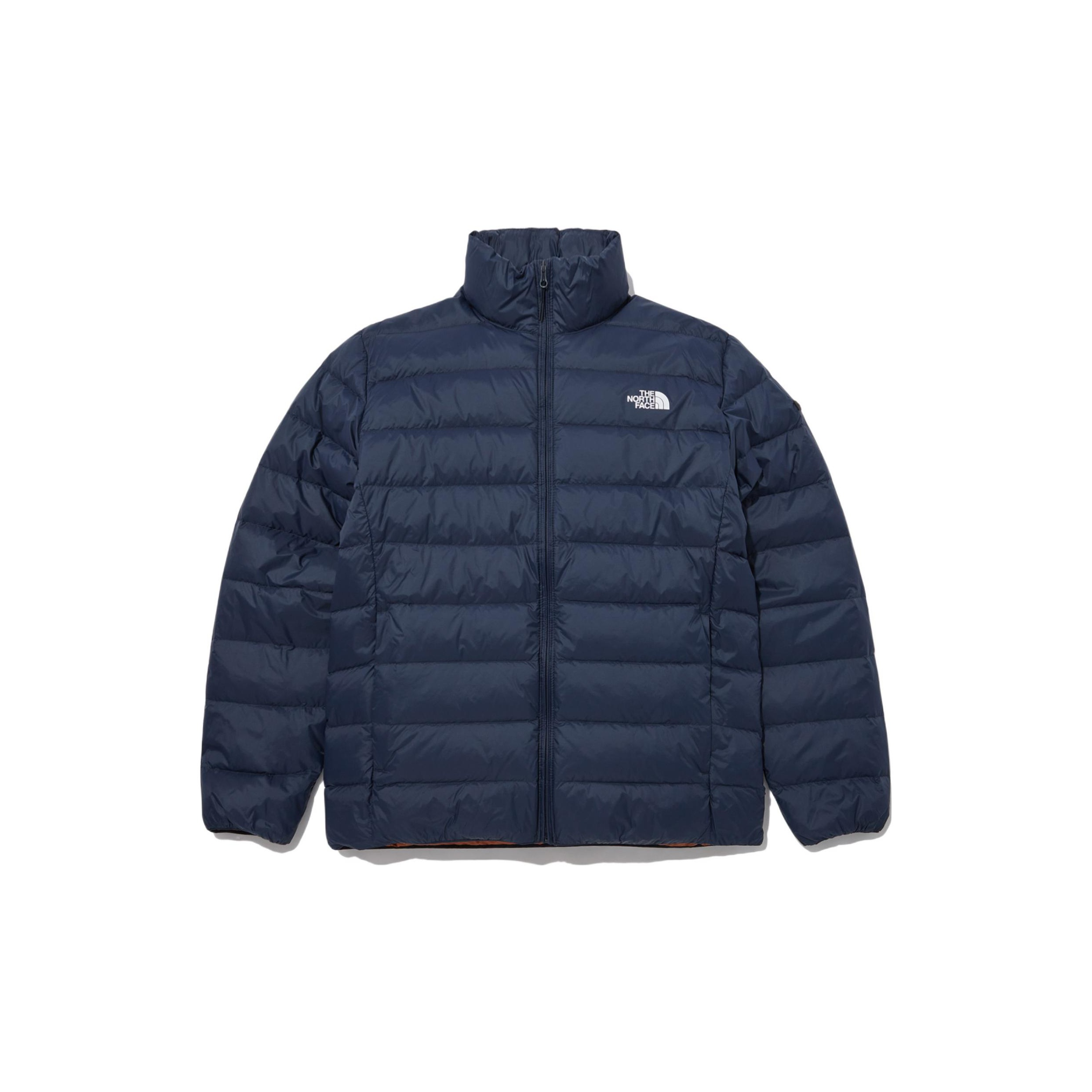 TNF Vermont Quilted Down Jacket with Logo in Dark Blue NJ1DN70B