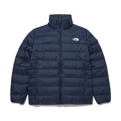 TNF Vermont Quilted Down Jacket with Logo in Dark Blue NJ1DN70B