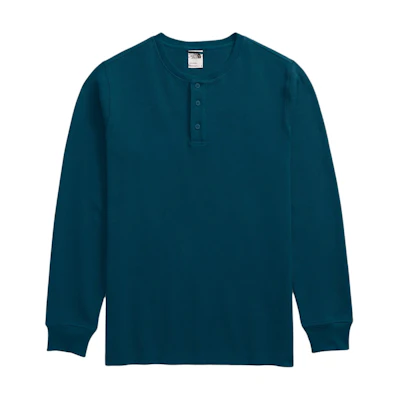 TNF Waffle Long-Sleeve Henley Green Casual Sweatshirt NF0A7USJ-1NO