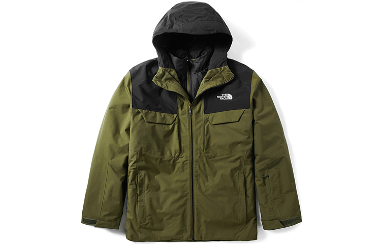 TNF Waterproof Hooded Jacket Black Green Outdoor Coat NF0A3M4M-WMB