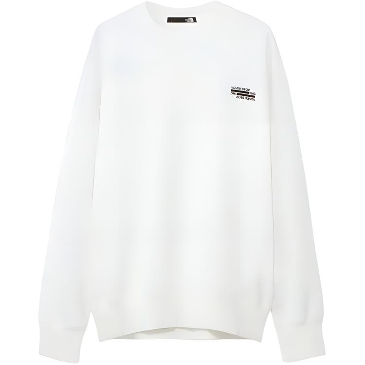 TNF White Crewneck Logo Sweatshirt Unisex Casual Loose Fit NT12444-W