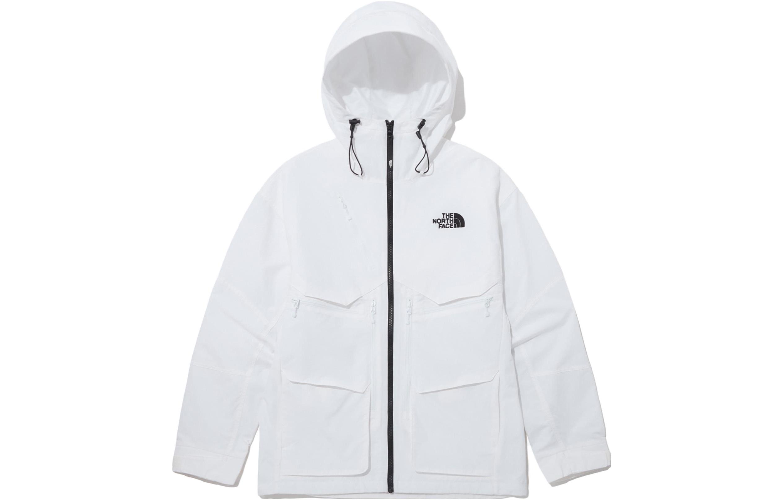 TNF White Embroidered Logo Zip-Up Hoodie Jacket Unisex NJ3BP04C