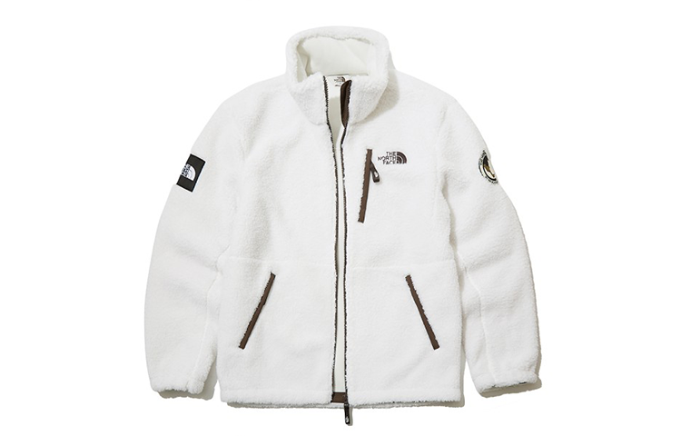 TNF White Fleece Jacket Unisex Casual Thermal Stand Collar NJ4FL50J