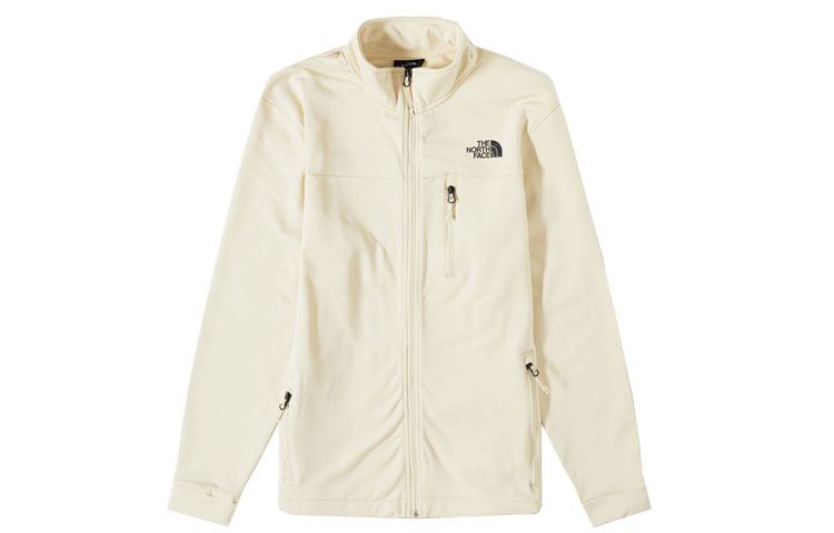 TNF White Fleece Pocket Jacket for Men with Stand Collar NF0A7X193X4