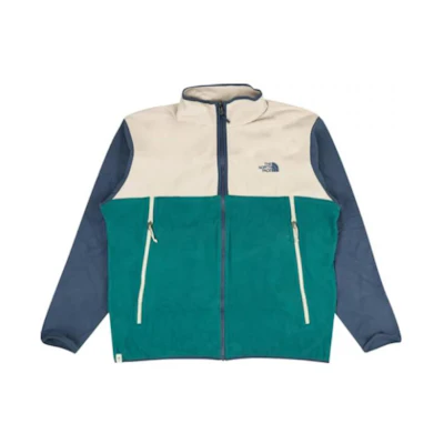 TNF White Green Colorblock Logo Print Casual Jacket TNF170060