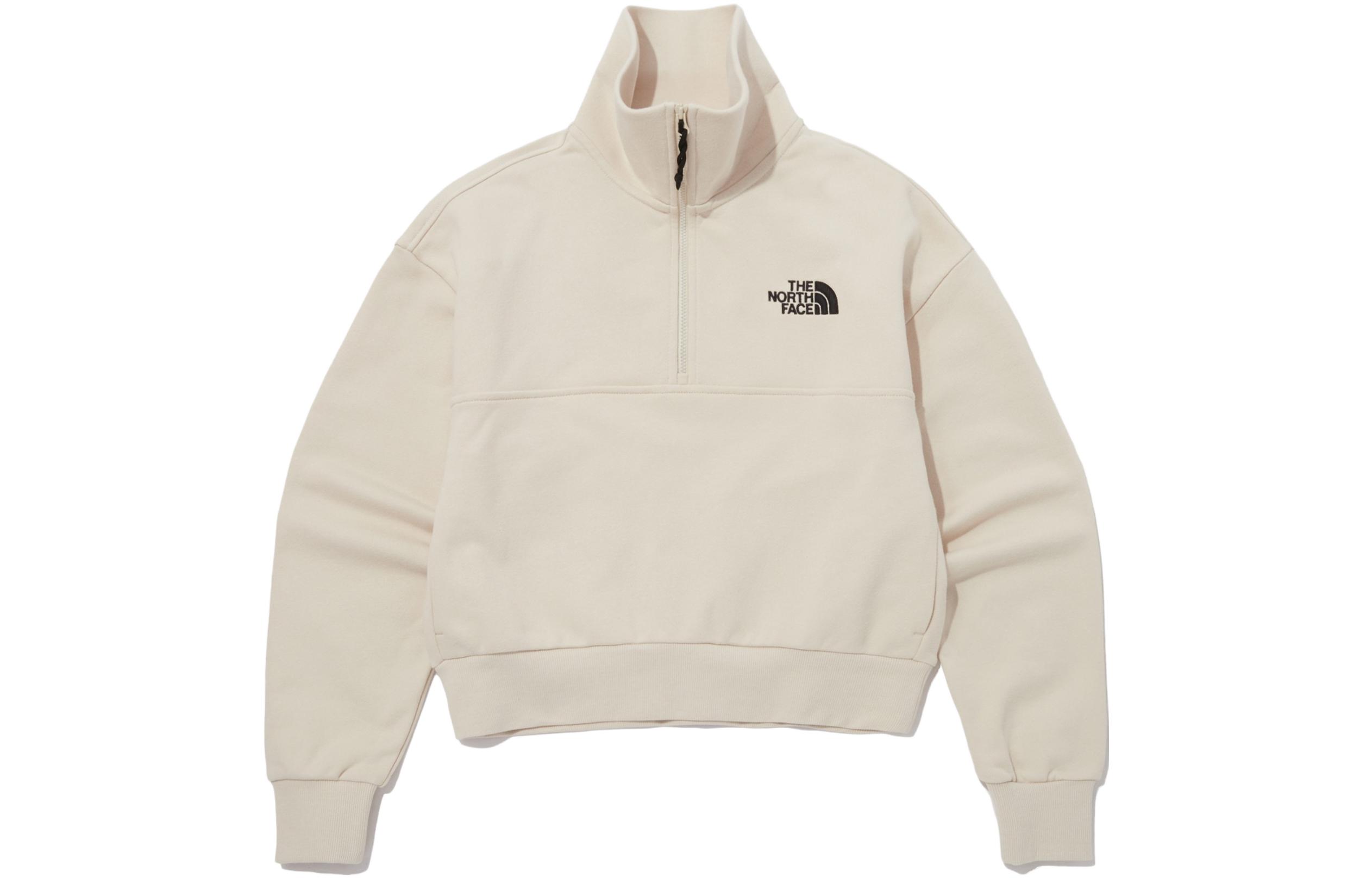 TNF White High-Neck Pullover Loose Fit Letter Print Sweatshirt NM5MP56B