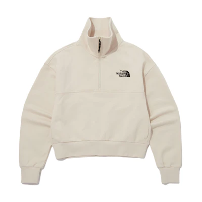 TNF White High-Neck Pullover Loose Fit Letter Print Sweatshirt NM5MP56B