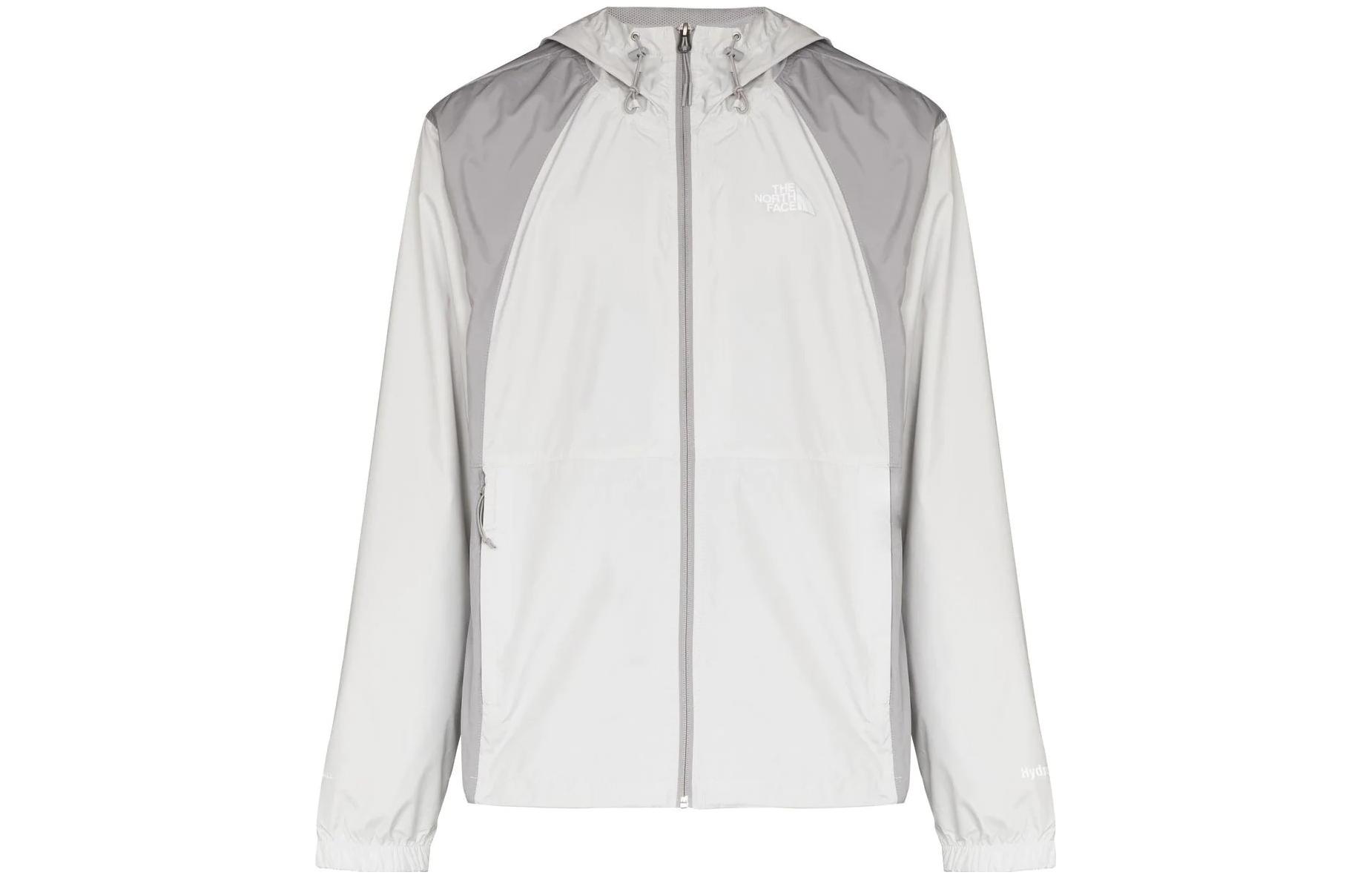 TNF White Hooded Jacket with Drawstring and Zipper Design NF0A5J5G-9B8