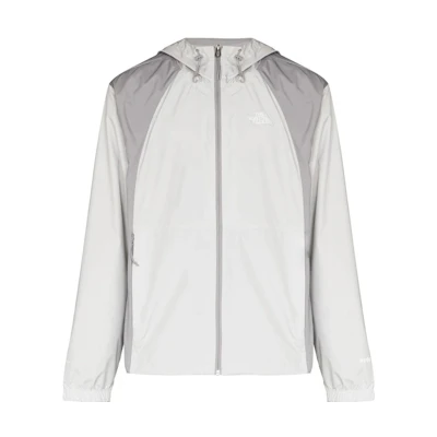 TNF White Hooded Jacket with Drawstring and Zipper Design NF0A5J5G-9B8