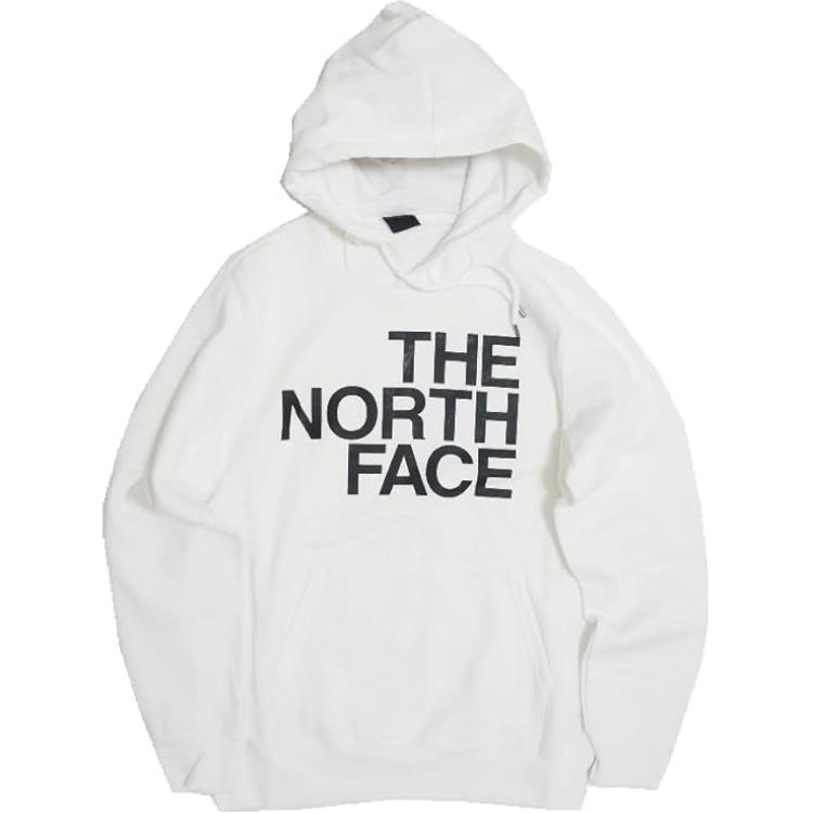 TNF White Hoodie with Letter Print and Drawstring NF0A8121-ORS