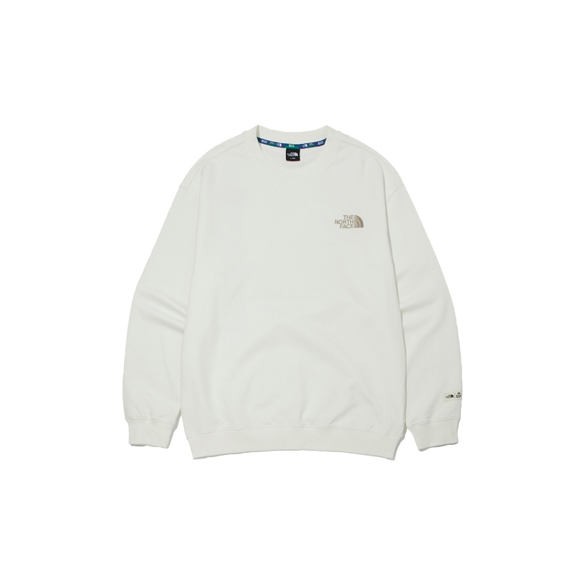 TNF White Logo Print Pullover Sweatshirt Unisex Casual Fit NM5MM60C