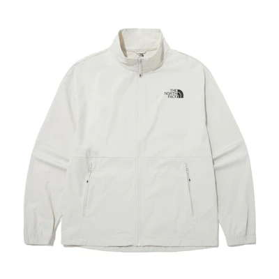 TNF White Logo Print Stand Collar Zip Jacket Unisex Long Sleeve NJ3BP09B