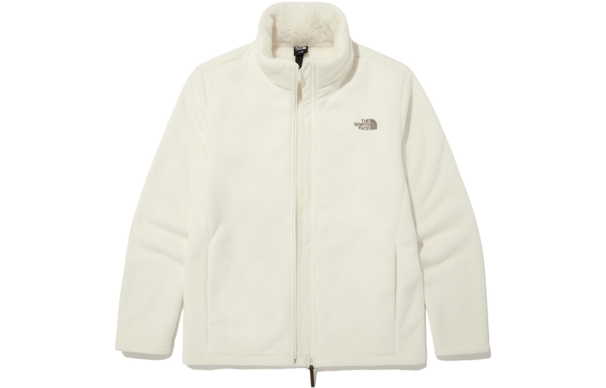 TNF White Logo Print Stand Collar Zip Jacket Unisex Casual Outerwear NJ4FN60C