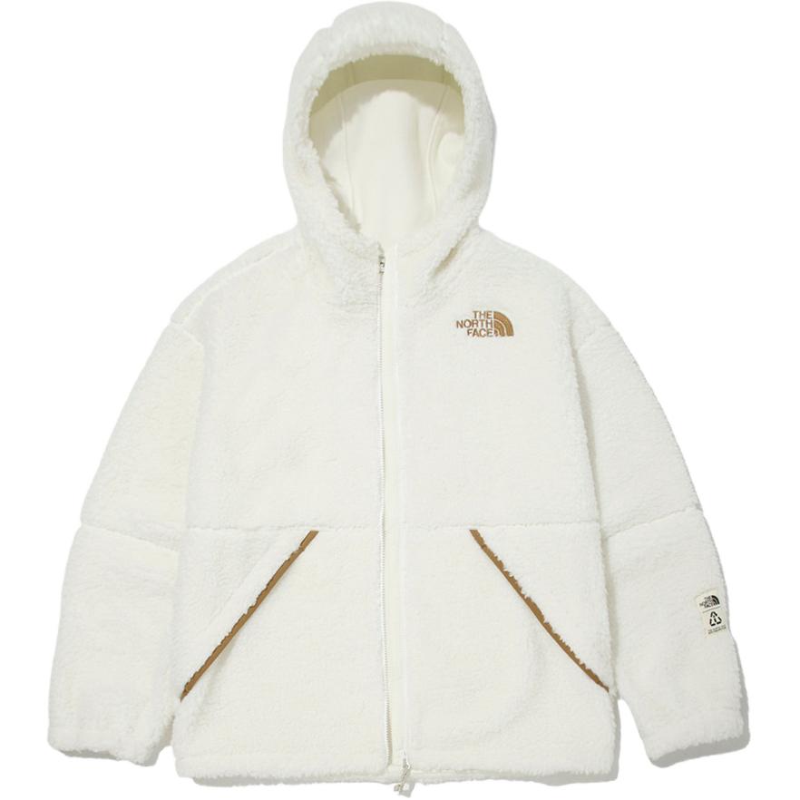 TNF White Loose Fit Fleece Hoodie Jacket Unisex NJ4FM57K