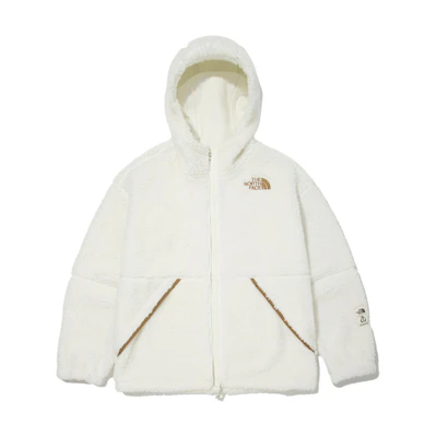TNF White Loose Fit Fleece Hoodie Jacket Unisex NJ4FM57K