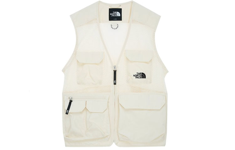 The North Face White Mesh Multi-Pocket Breathable Sports Vest Unisex. NV3BM02B