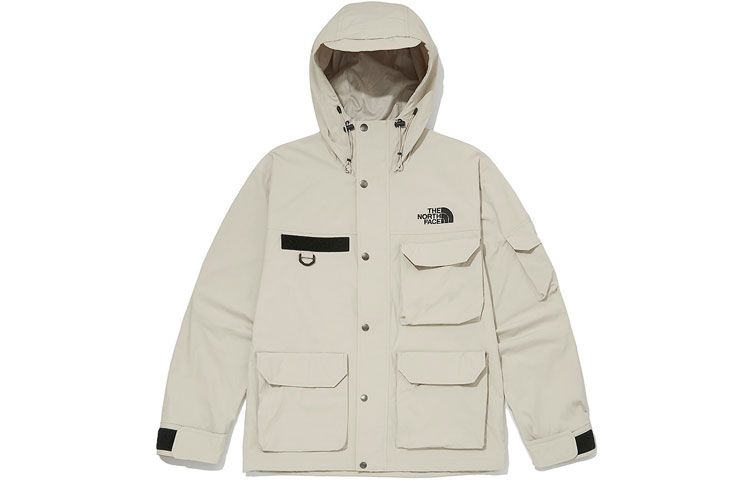 TNF White Outdoor Multi-Pocket Windproof Hooded Jacket NJ3BM10C