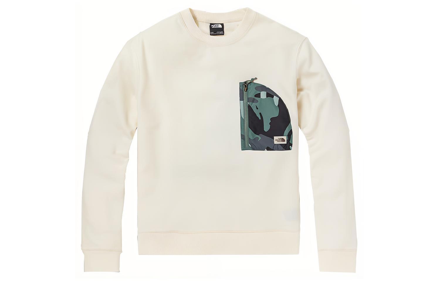 The North Face White Pullover Sweatshirt with Front Zip Pocket NF0A5AZU-N3N