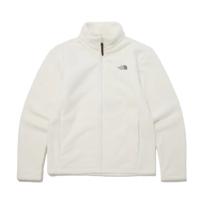 TNF White Solid Color Fleece Zip-Up Jacket NJ4FP60C