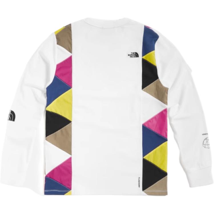 TNF White Solid Color Letter Knit Long Sleeve Sweatshirt NF0A49DV-FN4