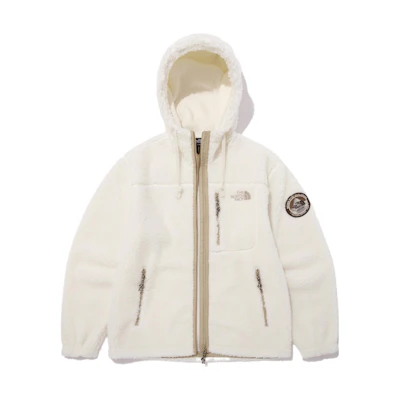TNF White Zip Hoodie Fleece Jacket with Logo NJ4FN57A
