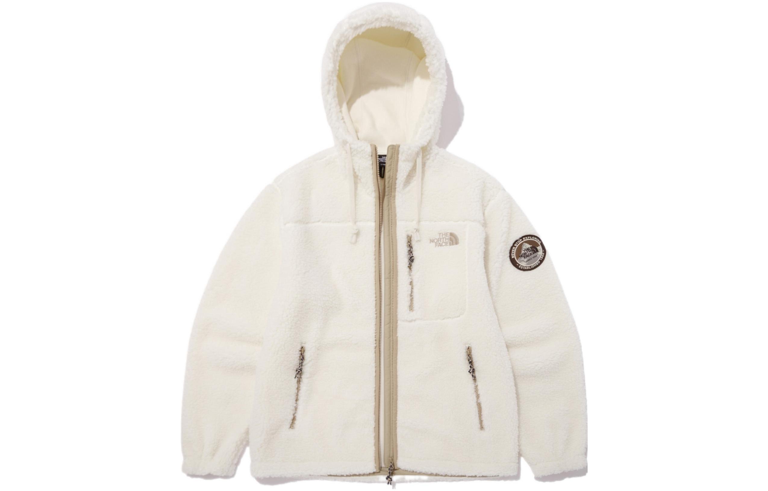 TNF White Zip Hoodie Fleece Jacket with Logo NJ4FN57A 圖 2