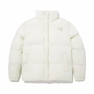 TNF Winter Unisex Puffer Jacket, Beige with Logo Print. NJ3NN52L