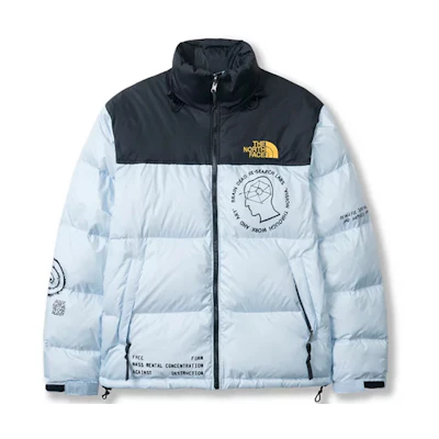TNF Brain Dead Printed Nuptse Jacket Light Blue Winter Coat NF0A4QRA-N9L