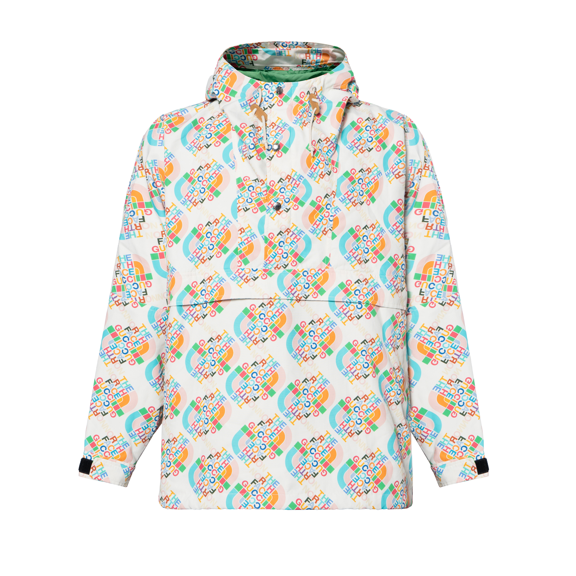 TNF Gucci FW22 Logo Pattern Colorblock Hoodie Jacket Ivory Men 671467-ZAH9J-9486