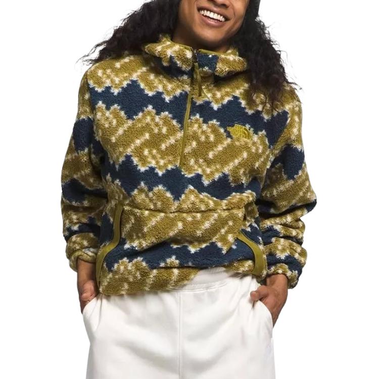 TNF Yellow All-Over Print Half-Zip Loose-Fit Hoodie Jacket Men NF0A84HV-OVH