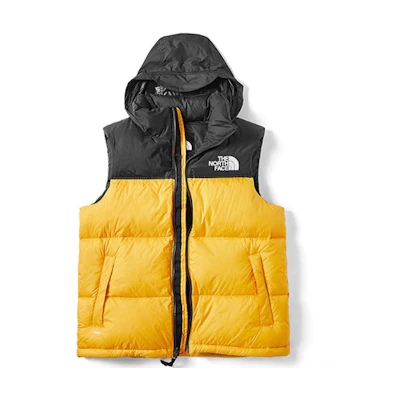 TNF Yellow Colorblock Down Vest with Hood NF0A496T-70M