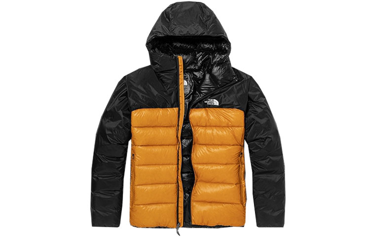 TNF Yellow Colorblock Hooded Down Jacket Winter NF0A4N9X-AUV