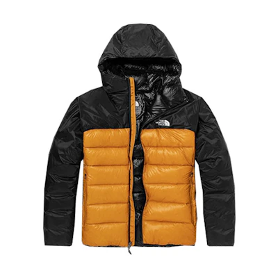 TNF Yellow Colorblock Hooded Down Jacket Winter NF0A4N9X-AUV