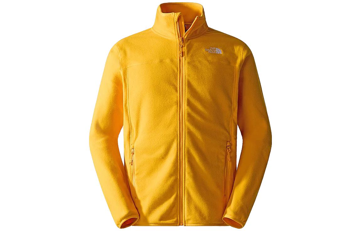 TNF Yellow Fleece Jacket with Solid Logo and Stand Collar NF0A855X-56P