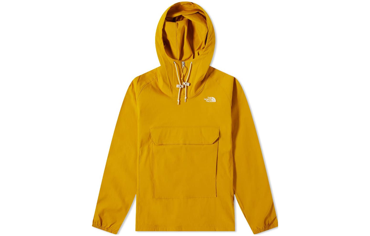 TNF Yellow Logo Print Hoodie Jacket with Multiple Pockets for Men NF0A5338-H9D
