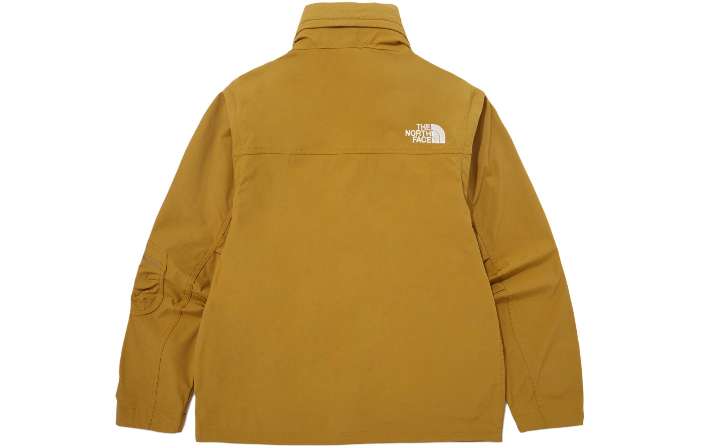 TNF Yellow Logo Print Multi-Pocket Utility Zip Jacket for Men NJ3BQ06C 圖 3