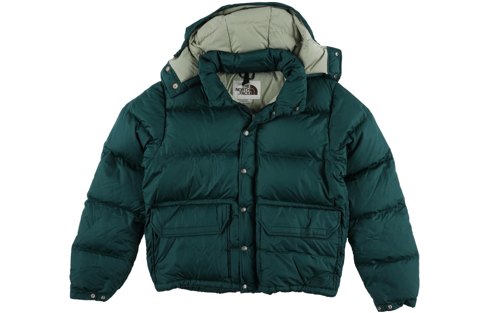 TNF Yellow Pine Green Hooded Puffer Down Jacket nf0a7us3-d7v