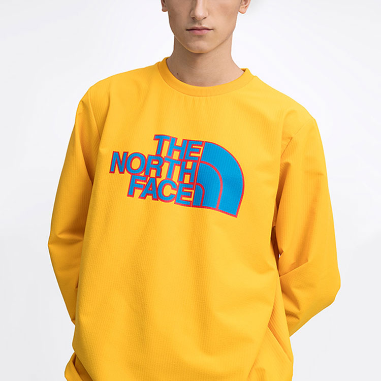 TNF Yellow Retro Letter Logo Sweatshirt - Unisex Quick-Dry Knit NF0A4U6D-56P 圖 4