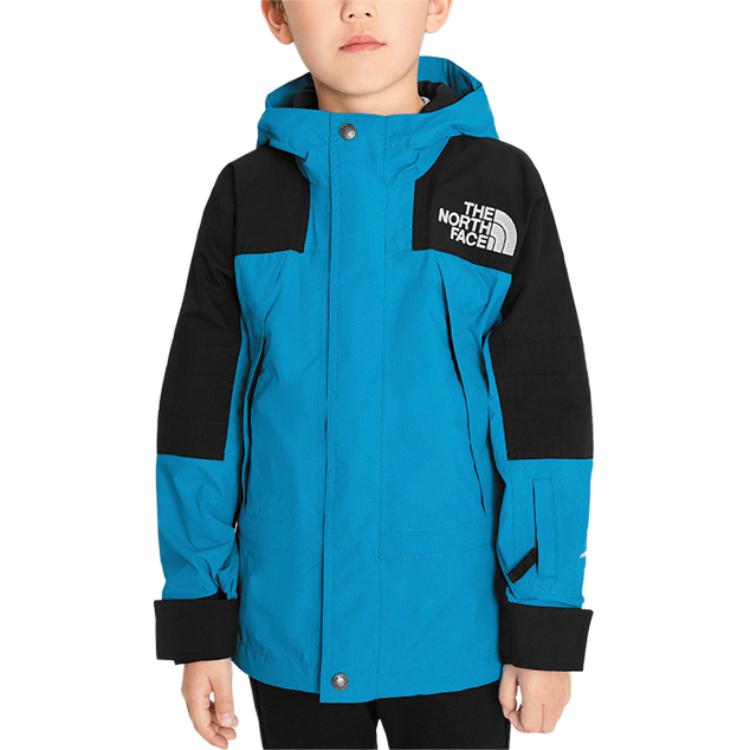 TNF Youth Blue Letter Printed Hooded Jacket NF0A55LU-D7R