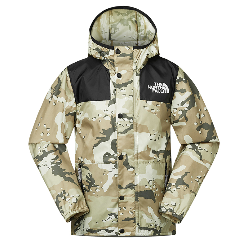 TNF Youth Camo Logo Embroidered Outdoor Hooded Jacket - Green NF0A46I3-9BN