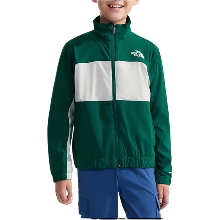 TNF Youth Letter Print Jacket Green/White High Collar Long Sleeve NF0A89XC-84O 圖 2