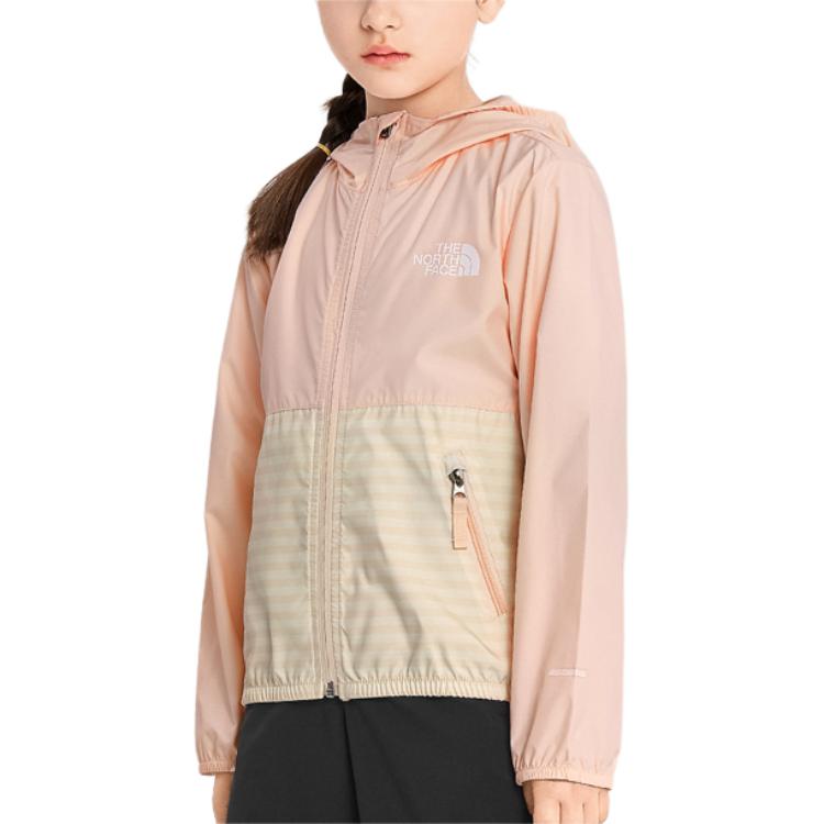 TNF Youth Lightweight Color-Block Pink Hooded Jacket NF0A535L-062