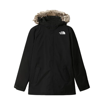 TNF Zaneck Black Hooded Down Jacket with Removable Fur. NF0A4M8H-JK3